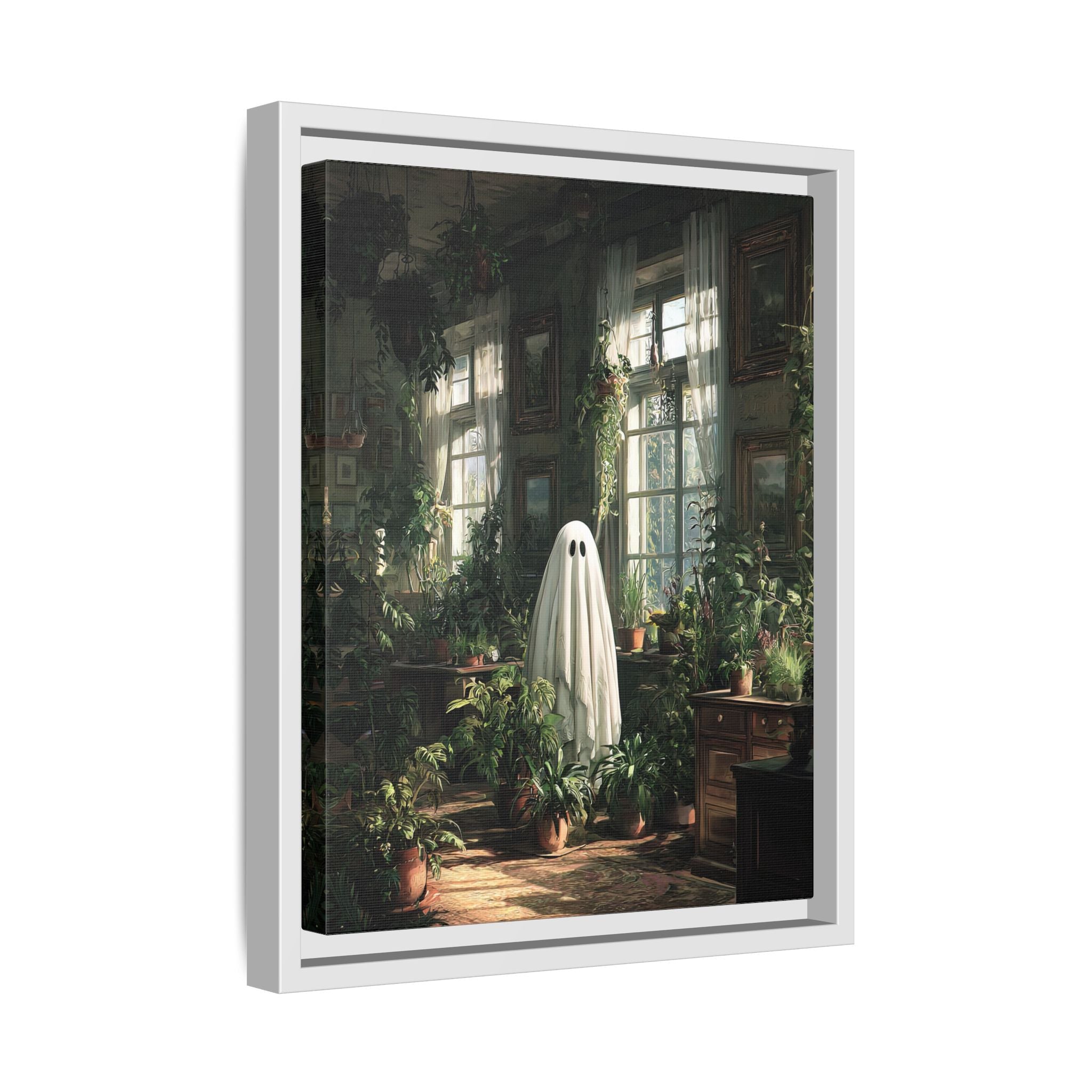 Framed Canvas - Ghost Among Houseplants
