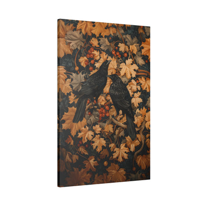 .75&quot; Matte Canvas - Autumn Rooks in Golden Leaves