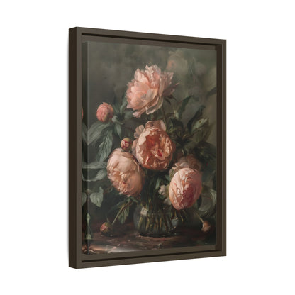 Framed Canvas - Vintage Blush Peony Bouquet