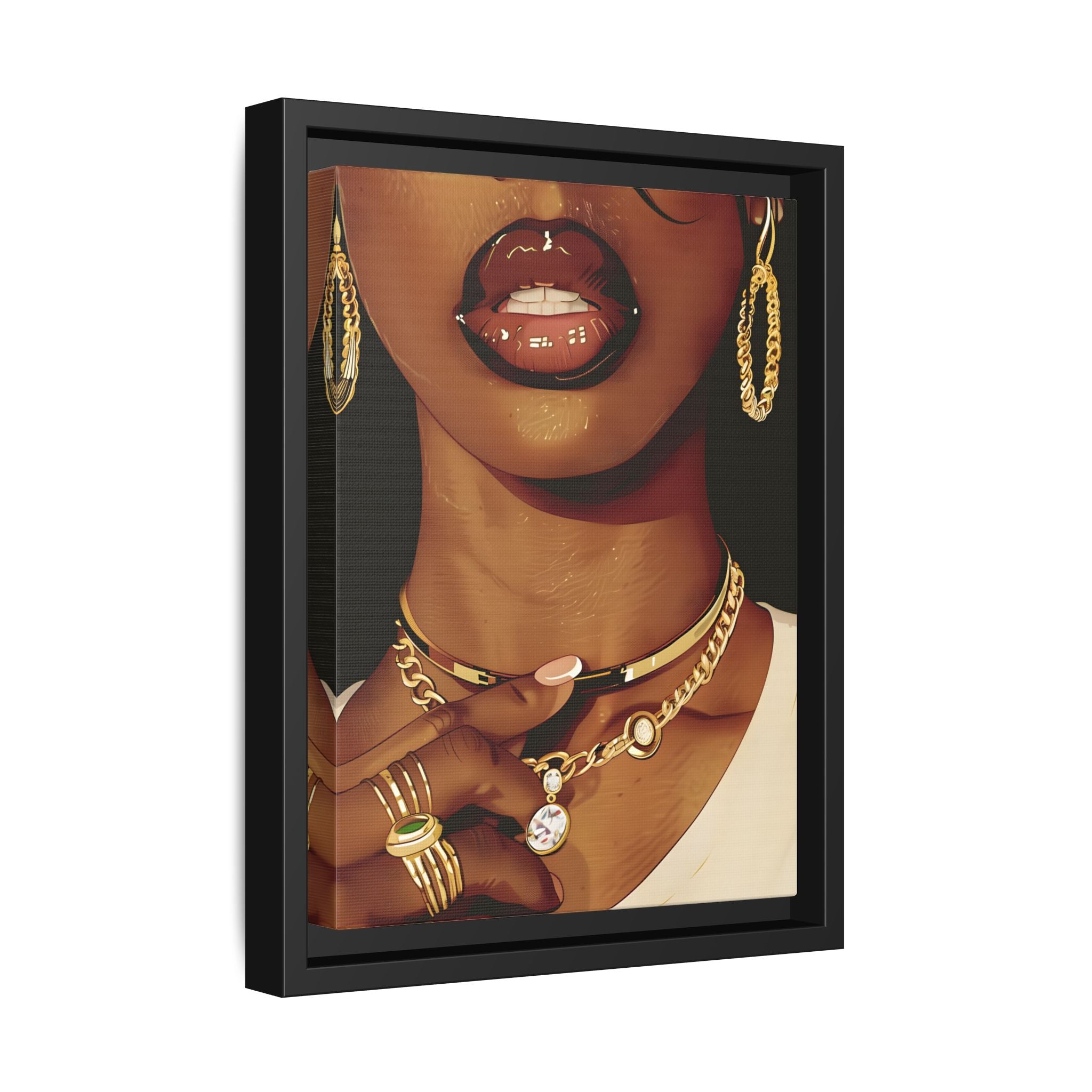 Framed Canvas - Golden Luxe Confidence Portrait
