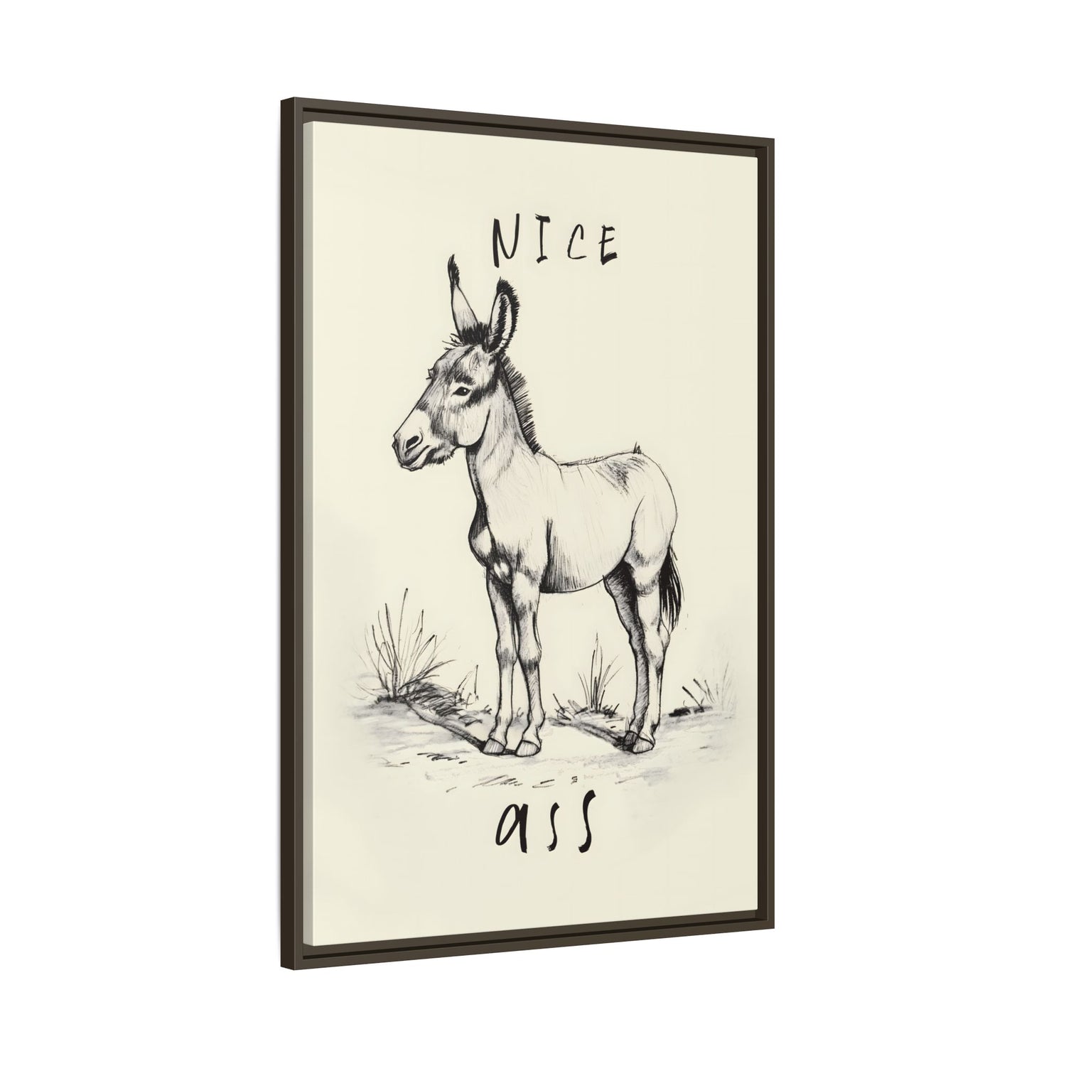 Framed Canvas - Donkey Line Art Humor