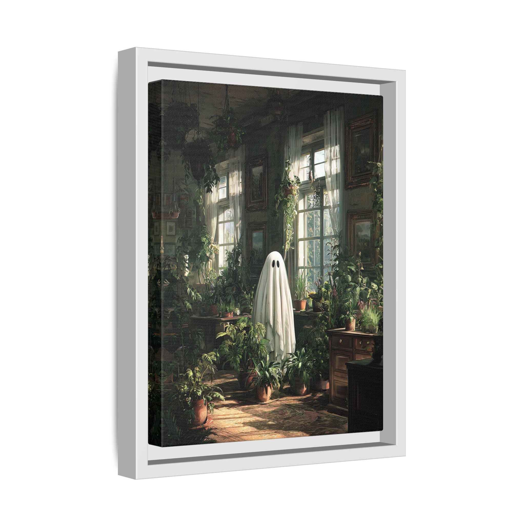 Framed Canvas - Ghost Among Houseplants
