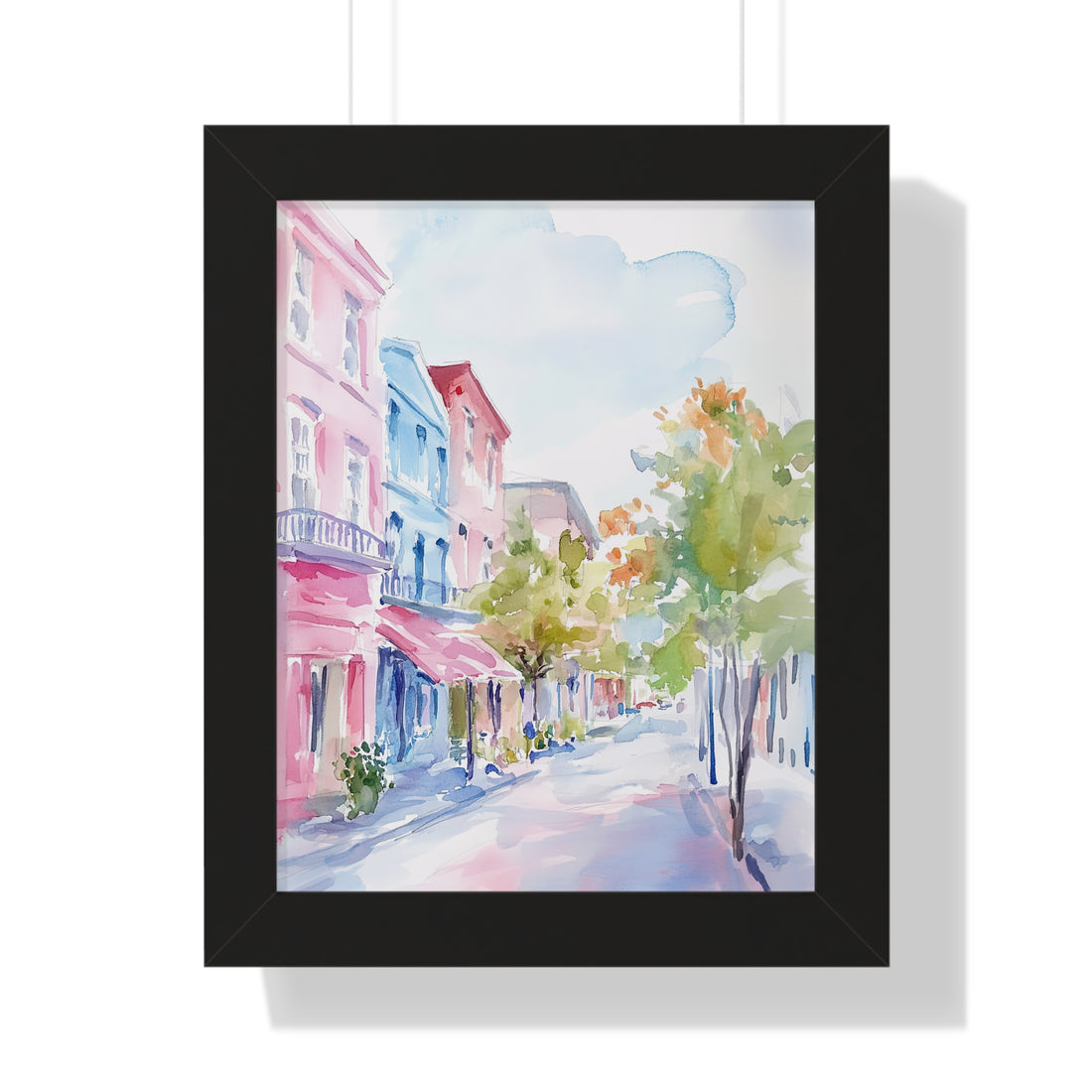 Framed Paper Print - Pastel Charleston Street Scene