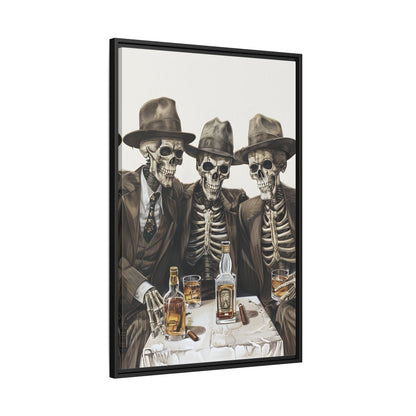 Framed Canvas - Skeleton Whiskey Gentlemen