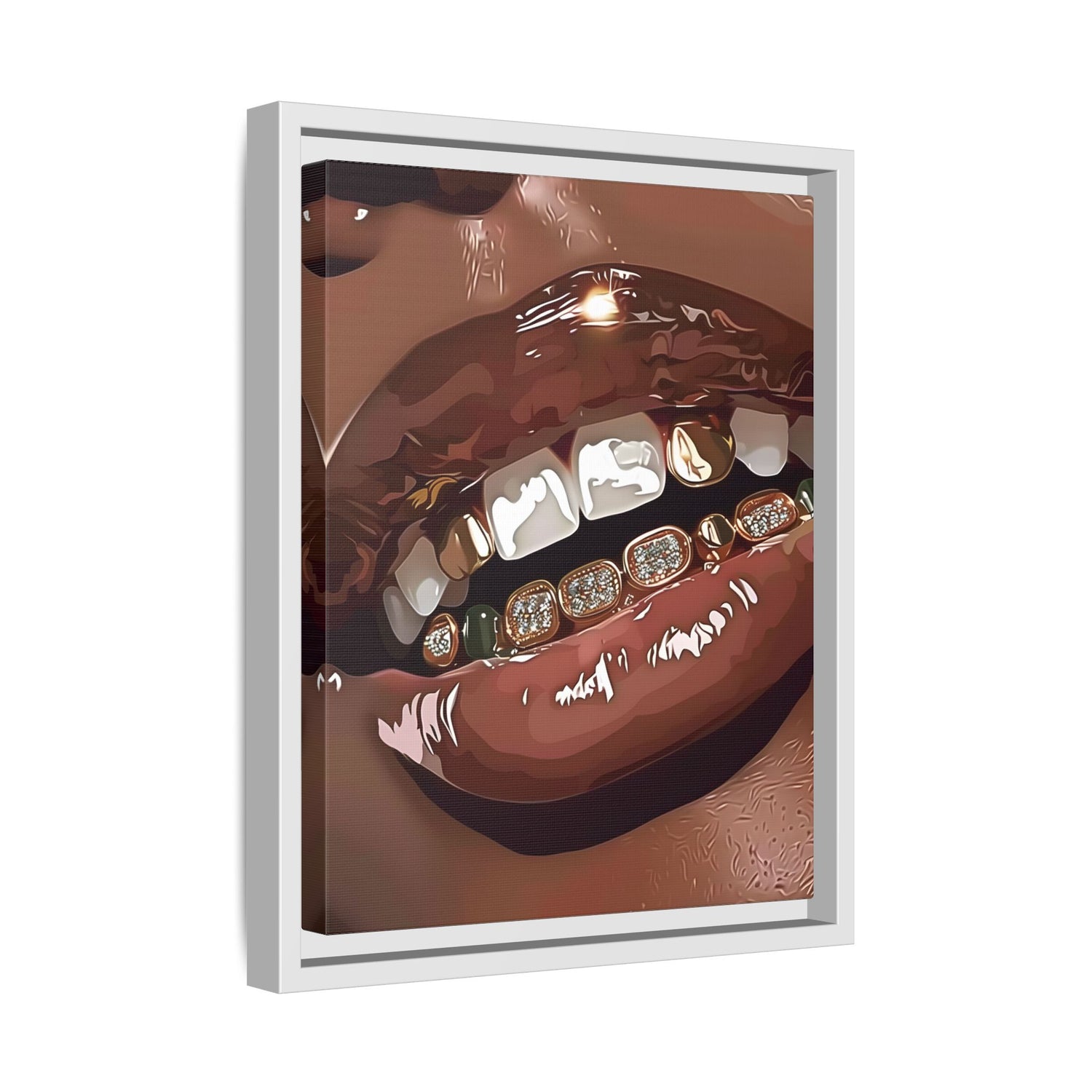 Framed Canvas - Golden Grill Smile