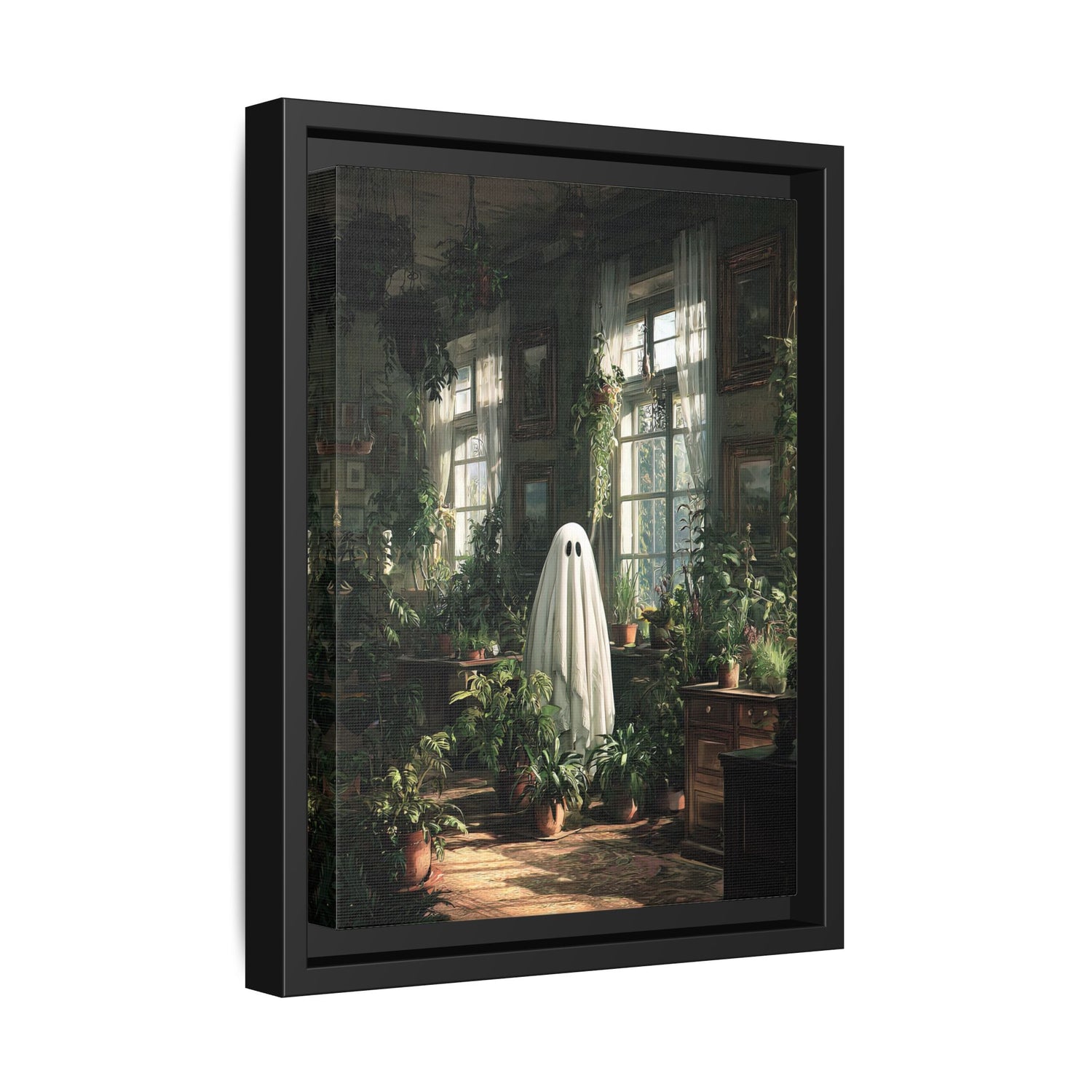 Framed Canvas - Ghost Among Houseplants