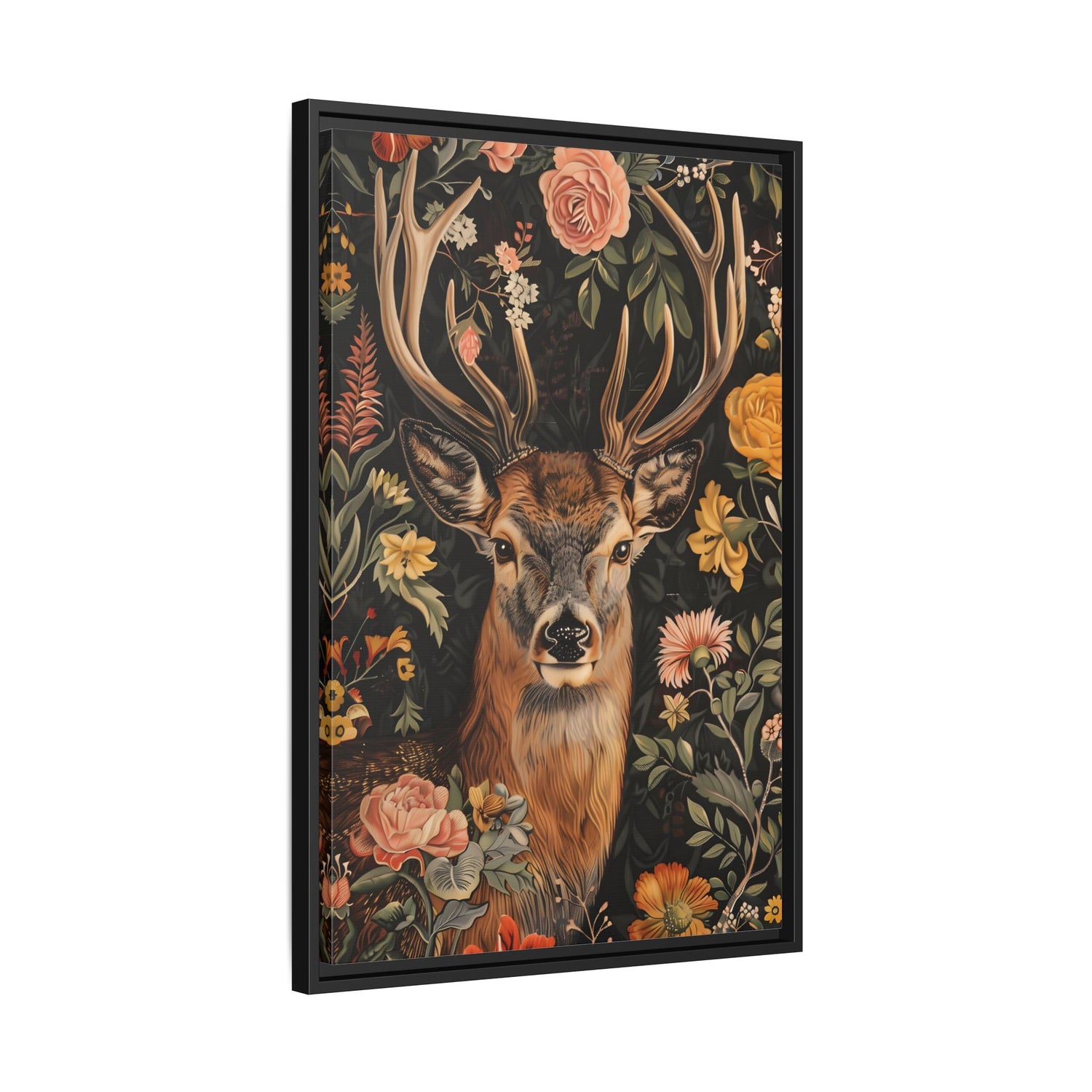 Framed Canvas - Floral Deer Majesty