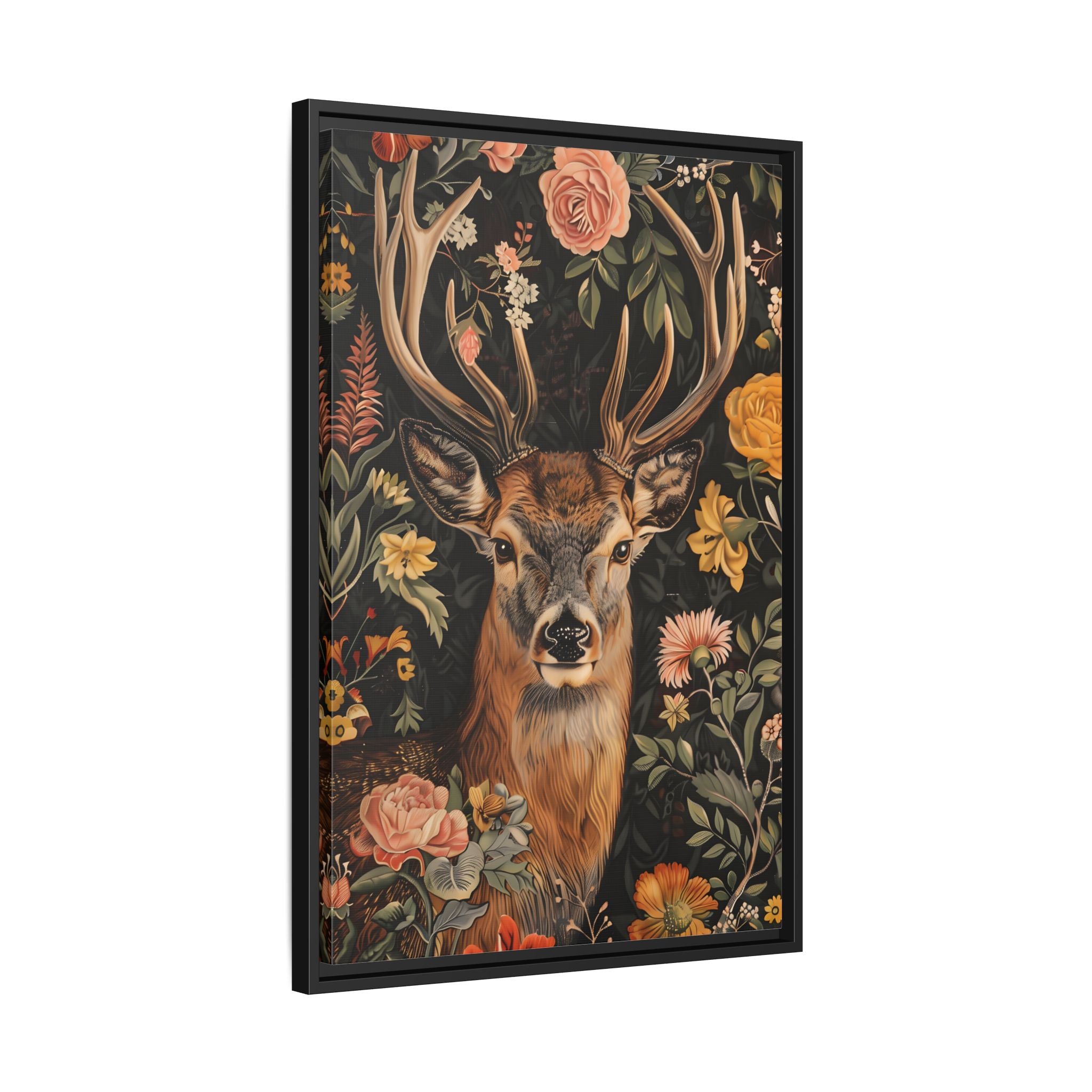 Framed Canvas - Floral Deer Majesty