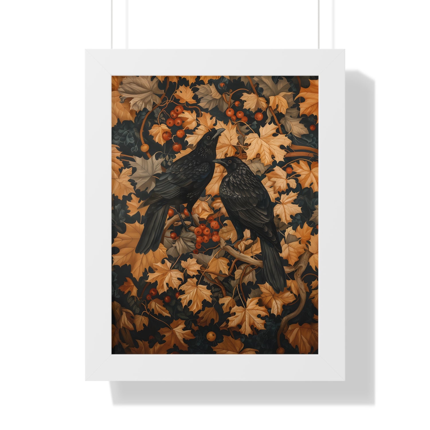 Framed Paper Print - Autumn Rooks in Golden Leaves