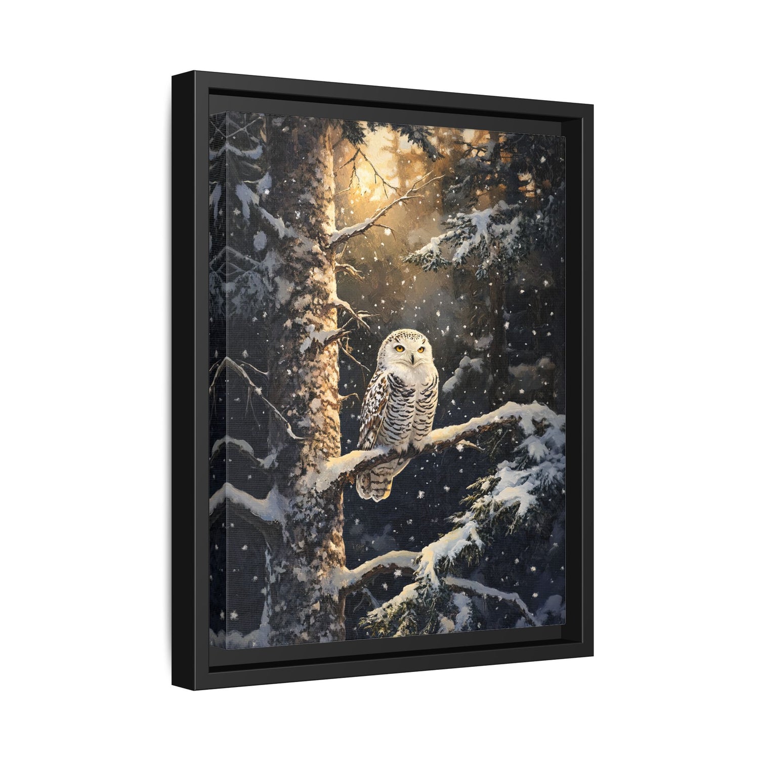 Framed Canvas - Silent Gaze Snow Owl