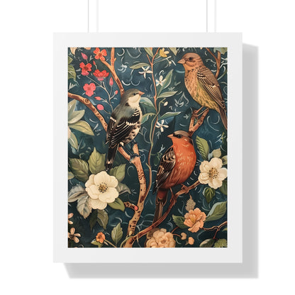 Framed Paper Print - Robin and Sparrow Symphony