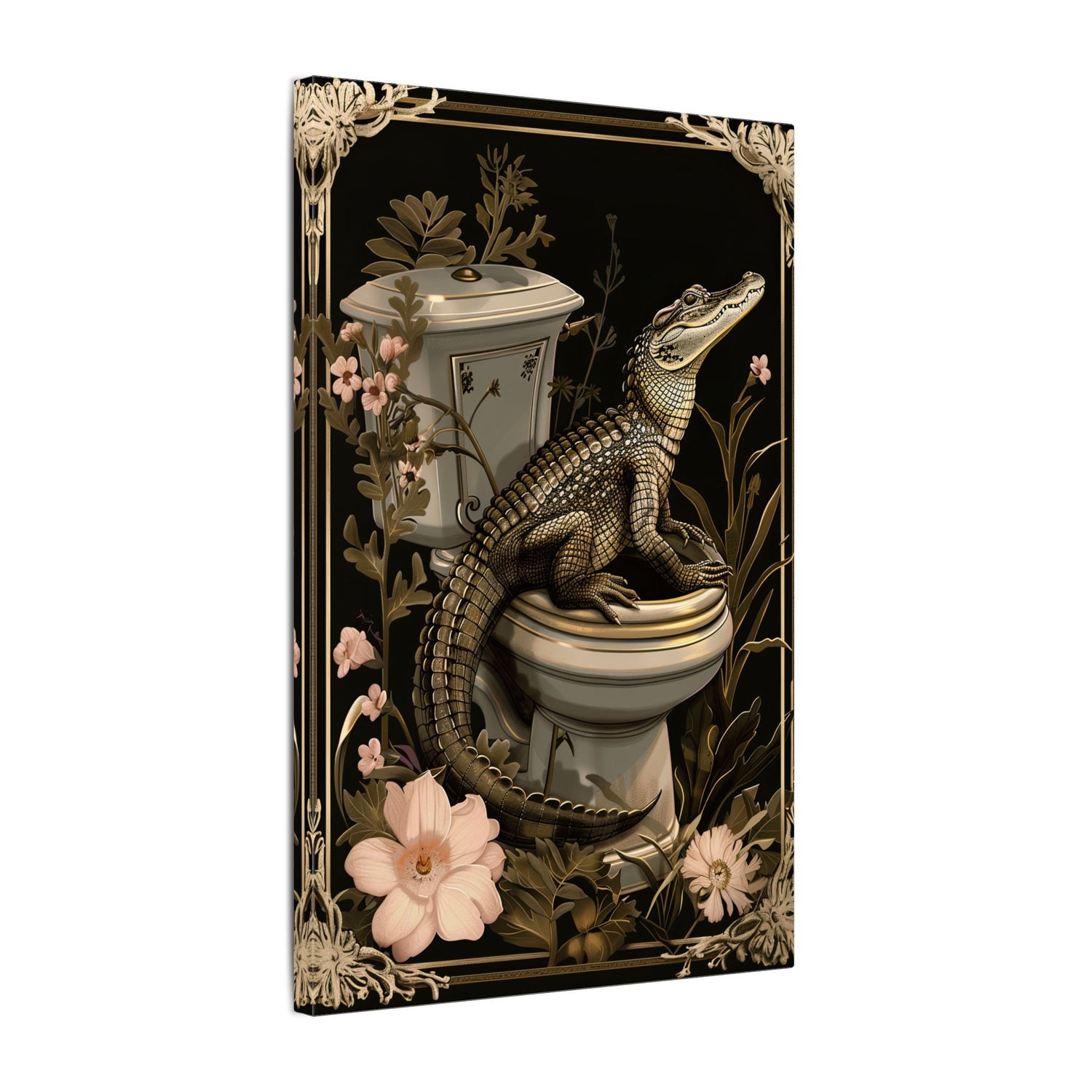 .75" Matte Canvas - Toilet Gator Floral Surprise