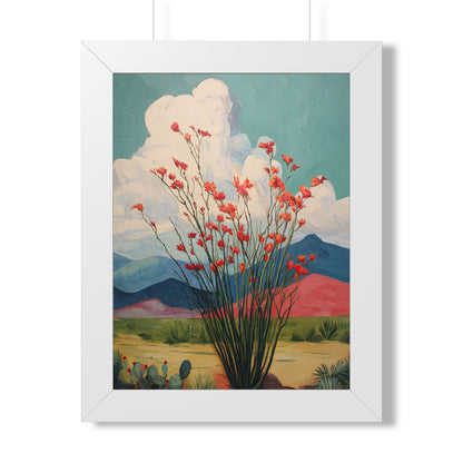 Framed Paper Print - Ocotillo Cactus Desert Bloom