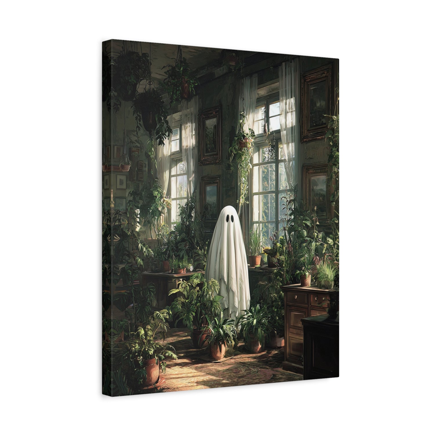 1.25" Matte Canvas - Ghost Among Houseplants