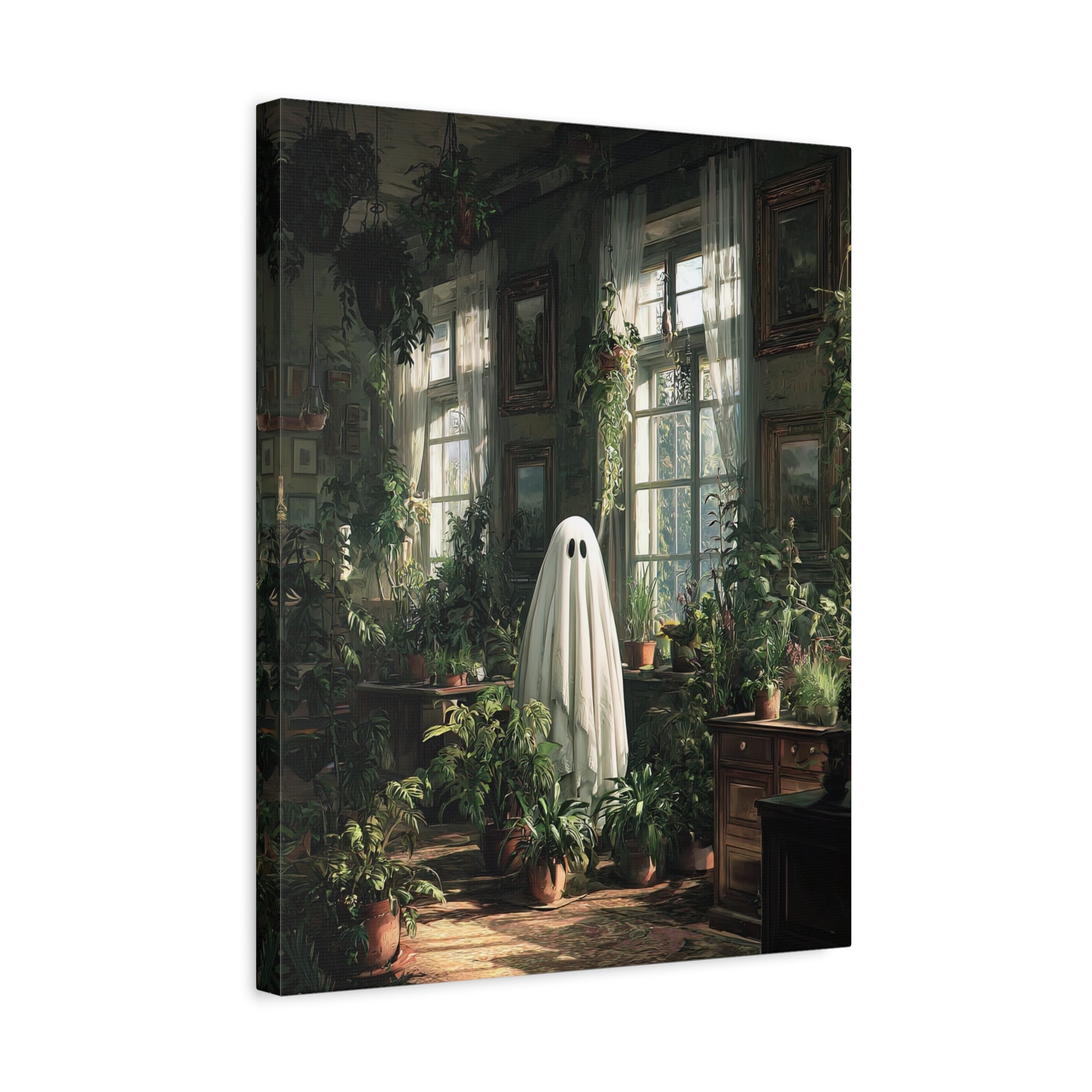 1.25" Matte Canvas - Ghost Among Houseplants