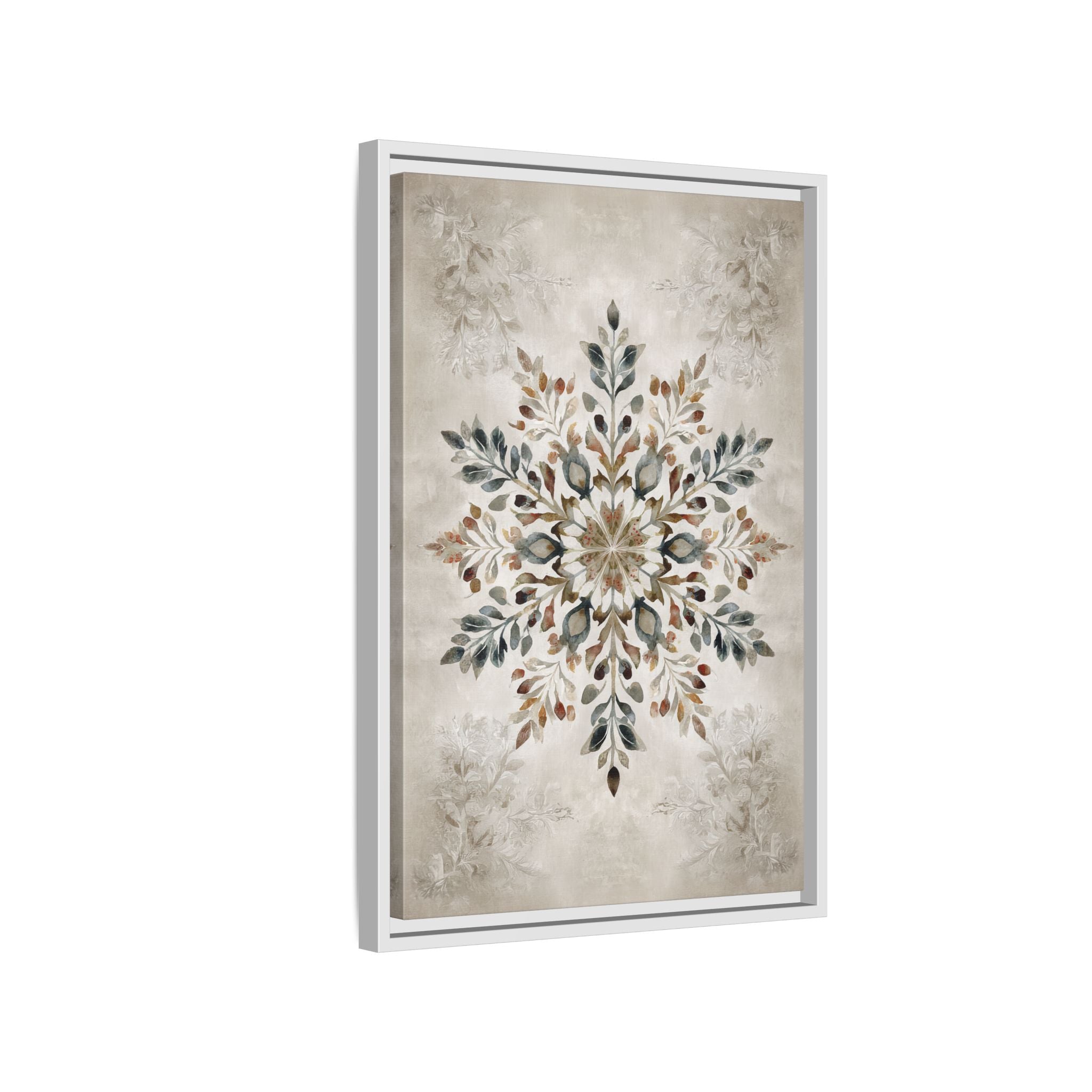 Framed Canvas - Nordic Botanical Snowflake