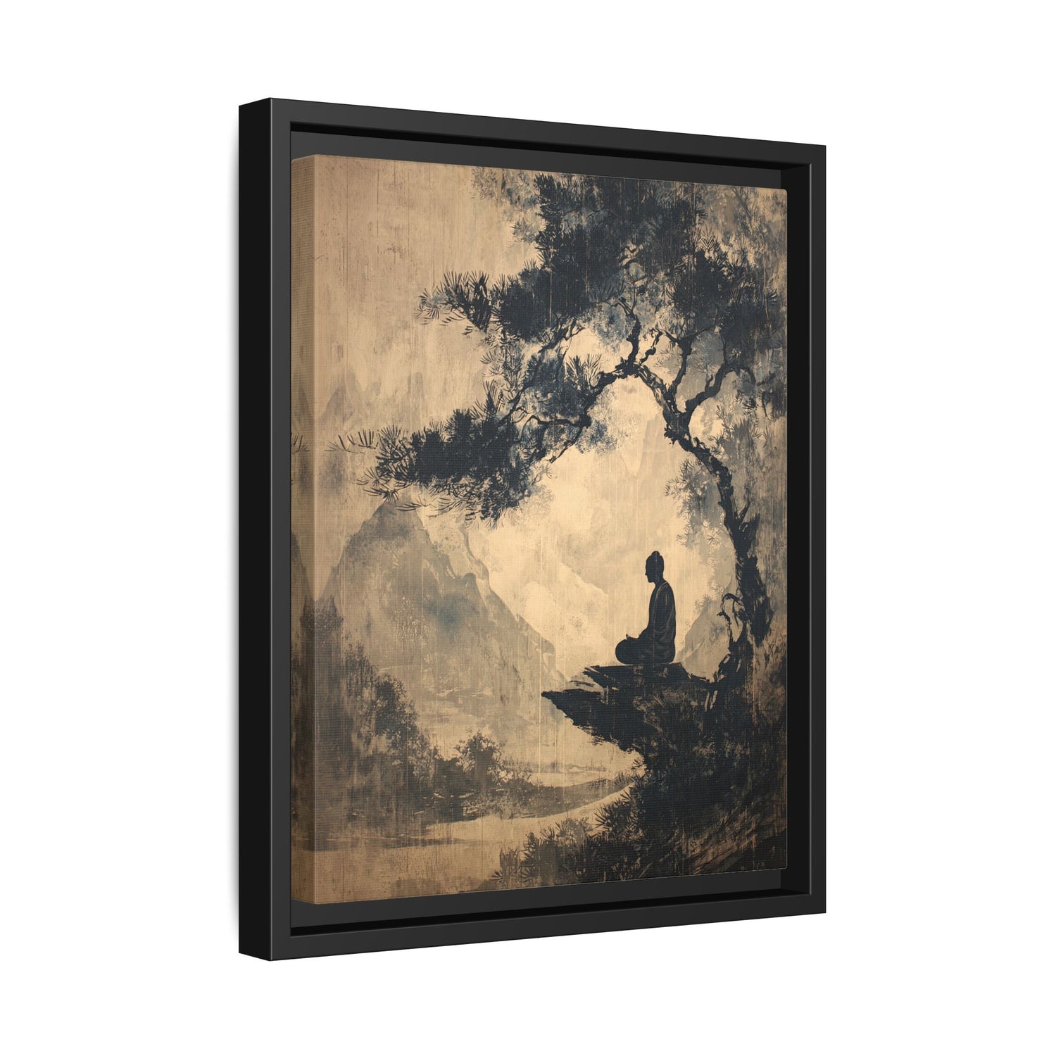 Framed Canvas - Mountain Tree Zen Silence