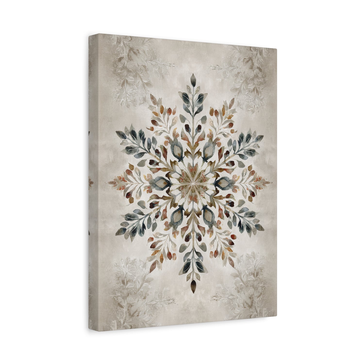 1.25" Matte Canvas - Nordic Botanical Snowflake