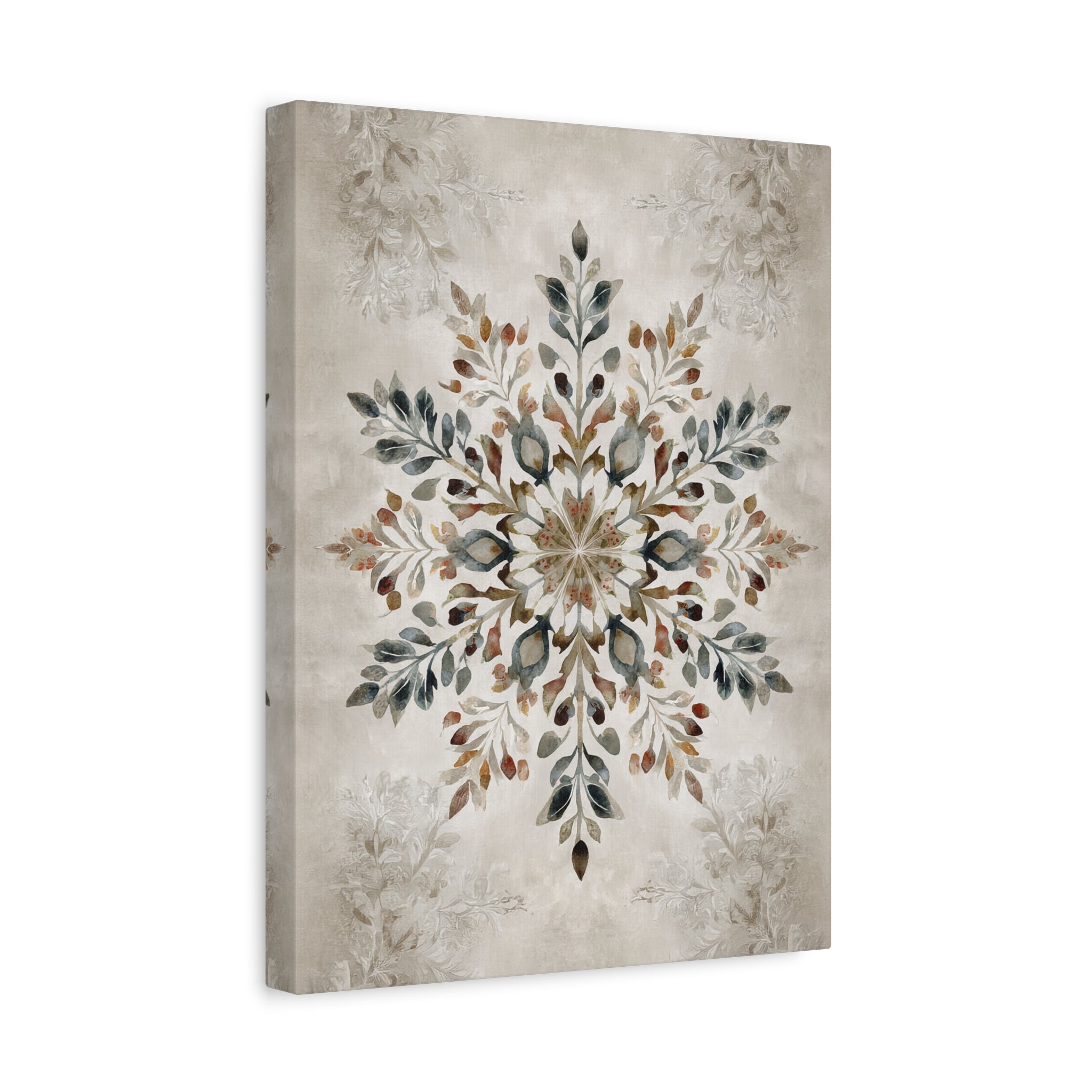 1.25" Matte Canvas - Nordic Botanical Snowflake