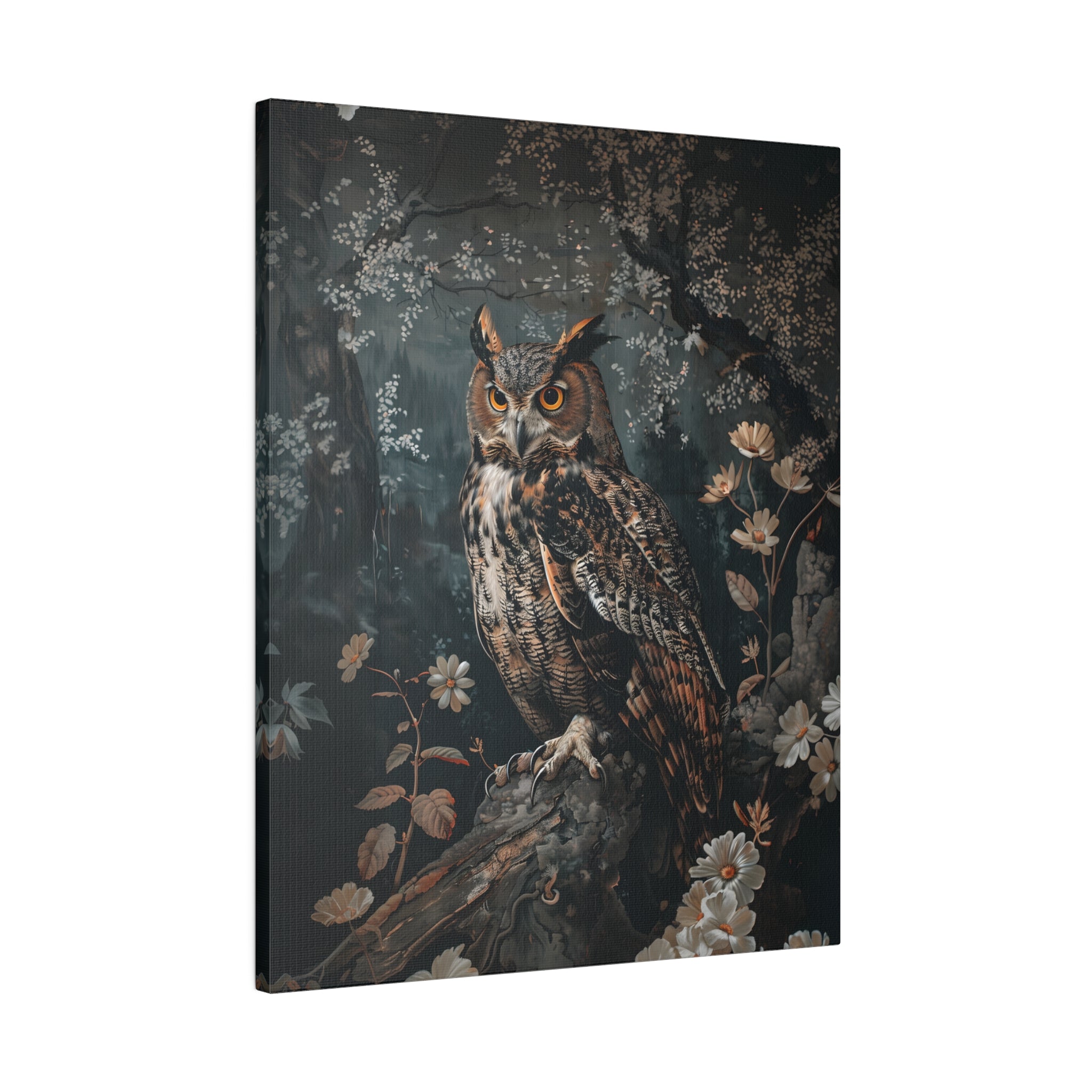 .75" Matte Canvas - Midnight Watchful Owl