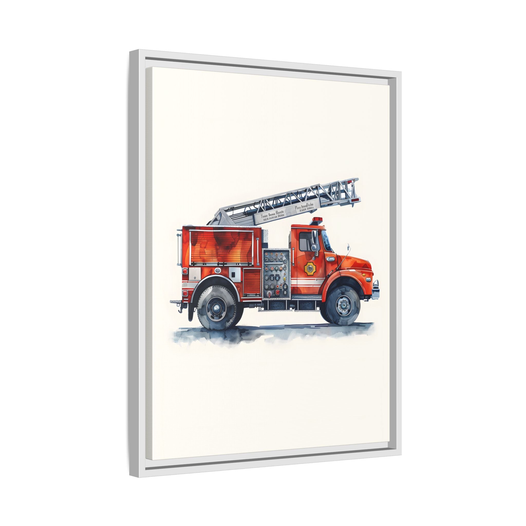 Framed Canvas - Ladder Firetruck Nursery