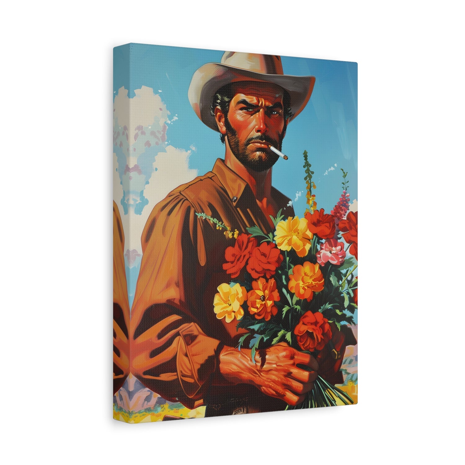 1.25" Matte Canvas - Rugged Blooms Cowboy