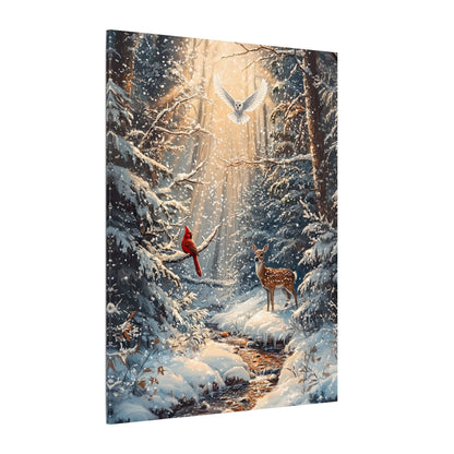.75" Matte Canvas - Winter Cardinal Deer Owl
