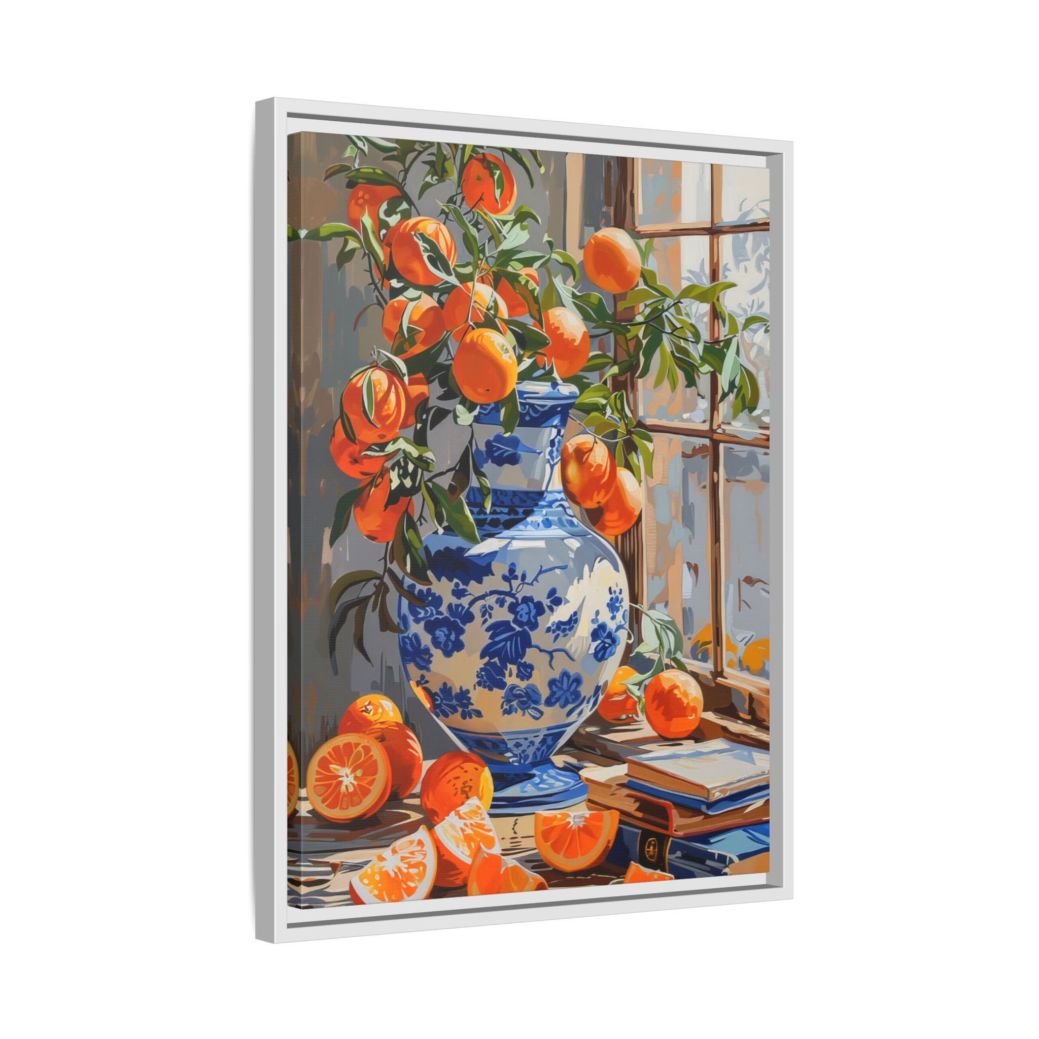 Framed Canvas - Sunlit Citrus &amp; Porcelain