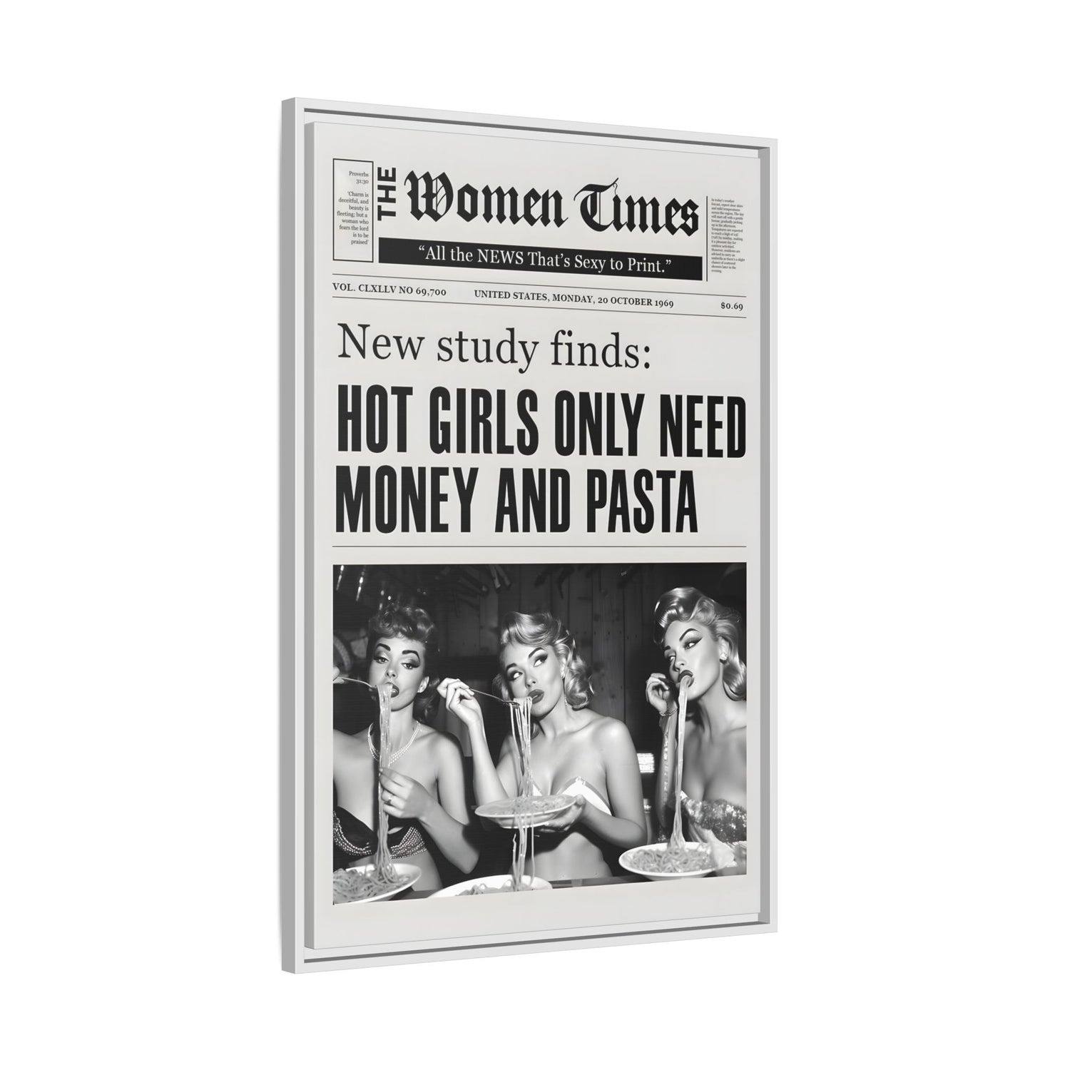 Framed Canvas - Retro Pasta Gazette