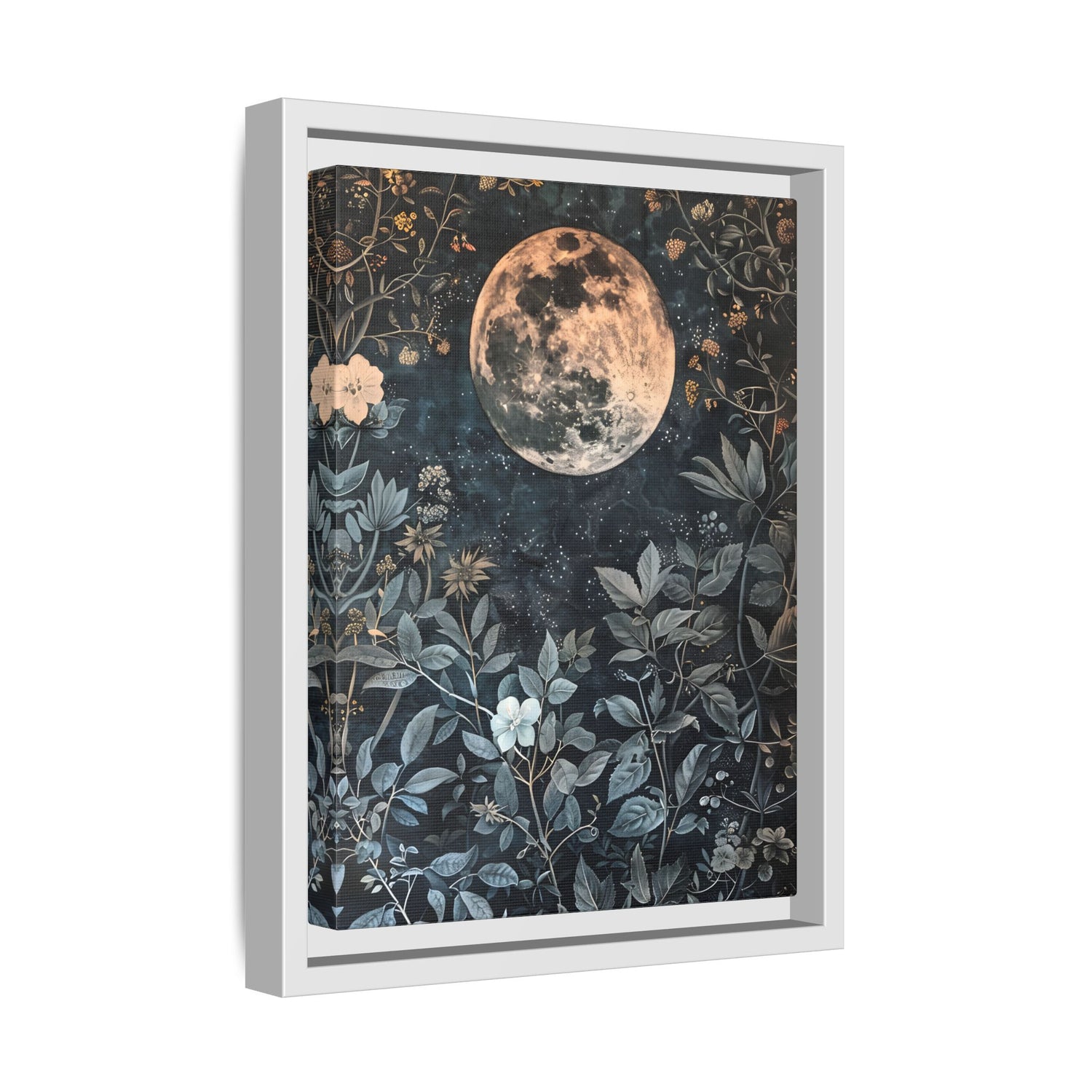 Framed Canvas - Midnight Moonlit Garden