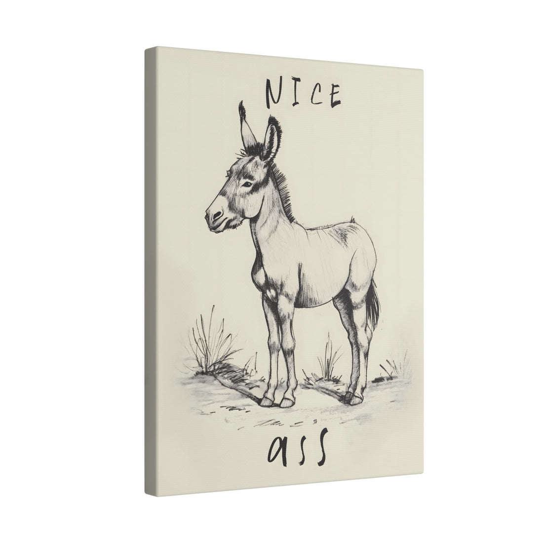 .75&quot; Matte Canvas - Donkey Line Art Humor