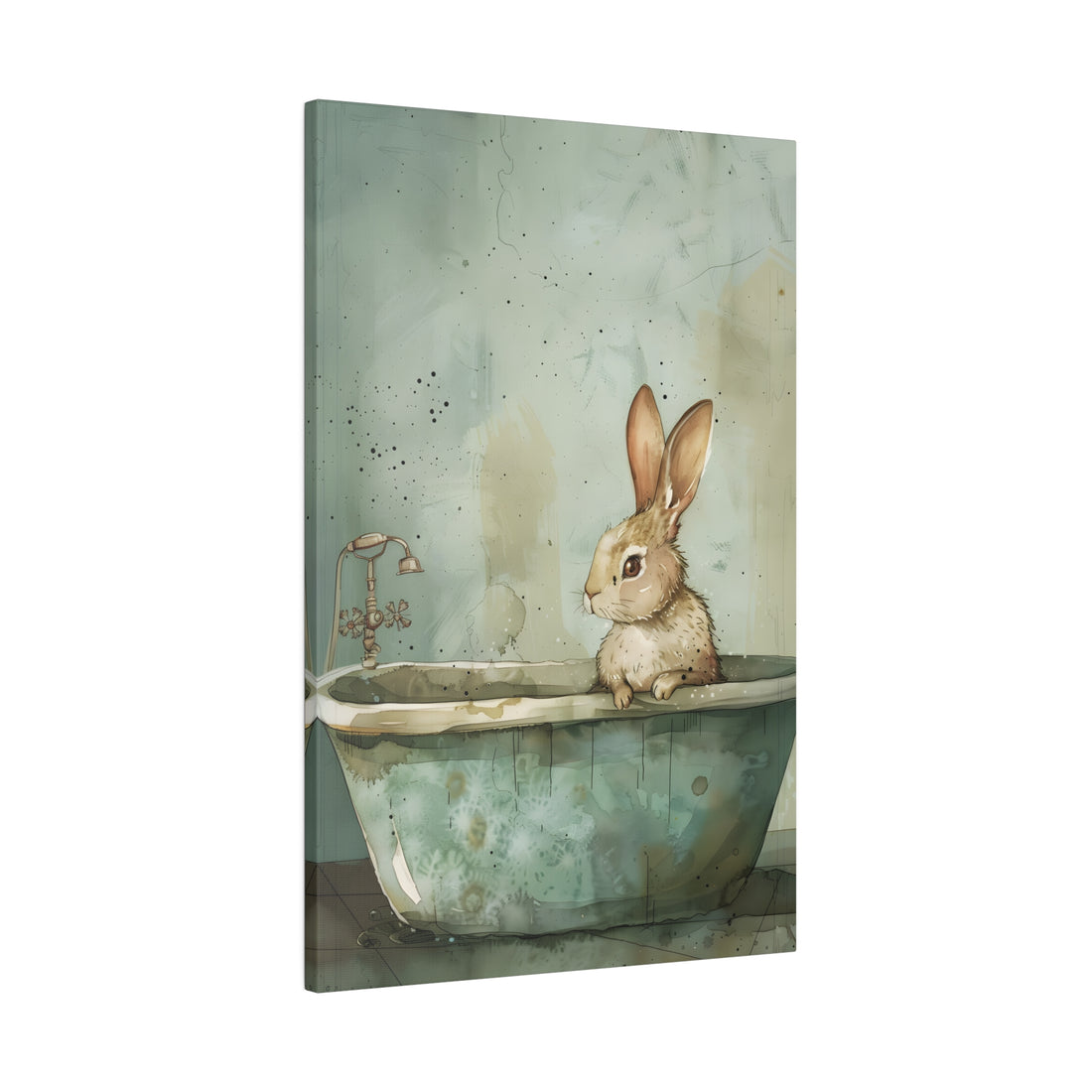 .75" Matte Canvas - Bunny Bath Day Whimsy