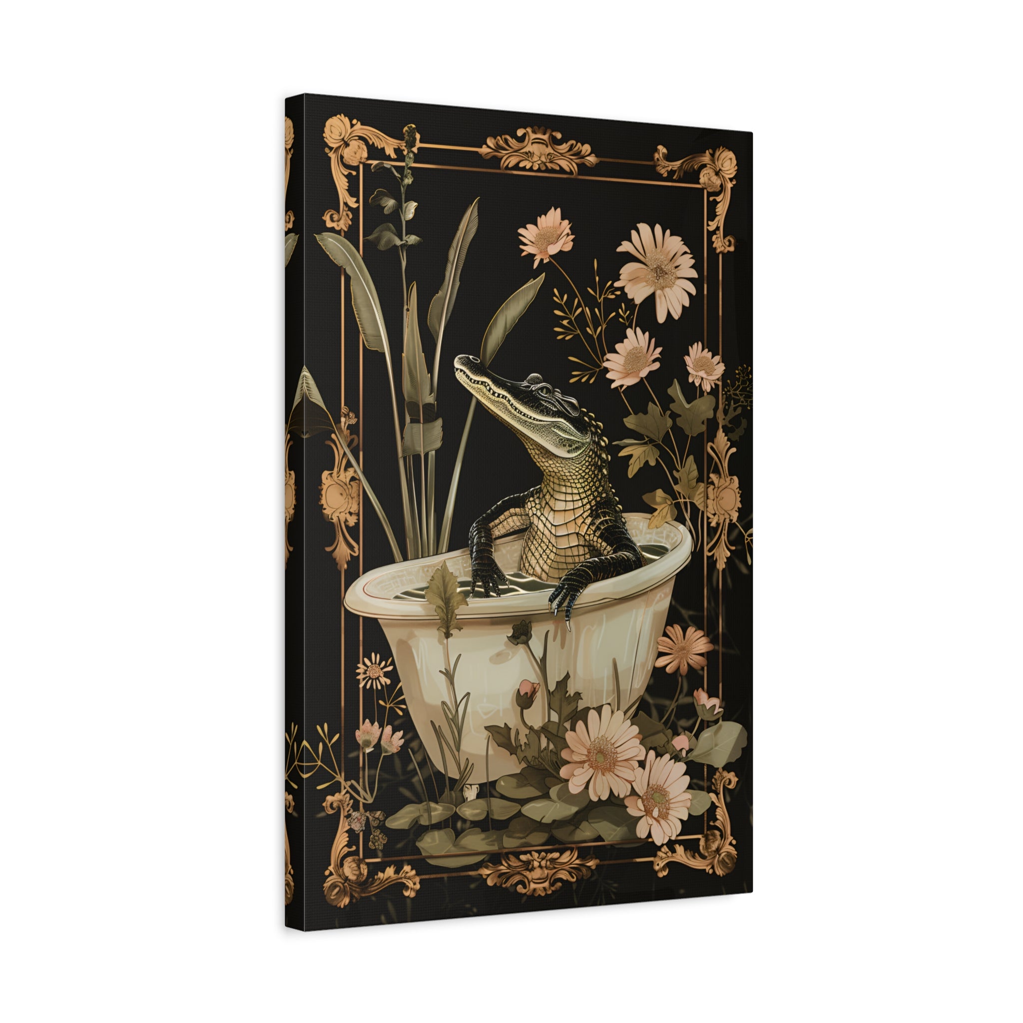 1.25" Matte Canvas - Crocodile in Bloom Bath Bliss