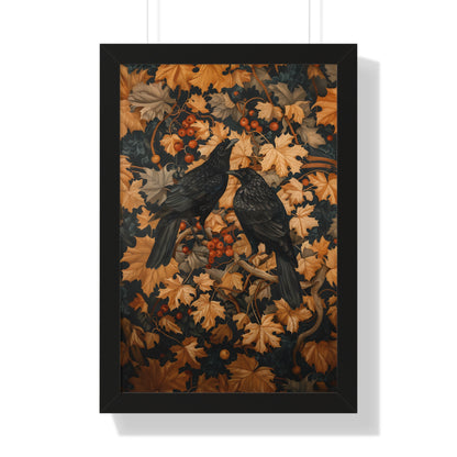 Framed Paper Print - Autumn Rooks in Golden Leaves