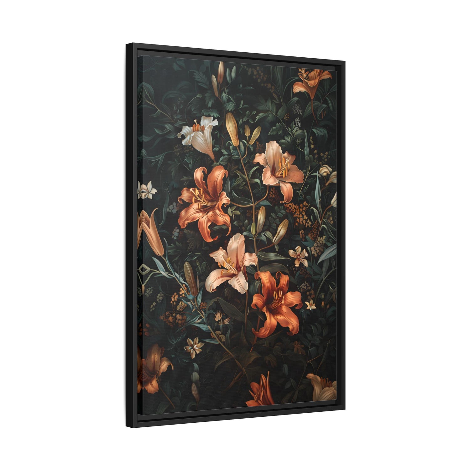 Framed Canvas - Elegant Blooming Lilies