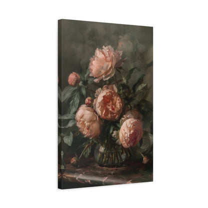 1.25" Matte Canvas - Vintage Blush Peony Bouquet