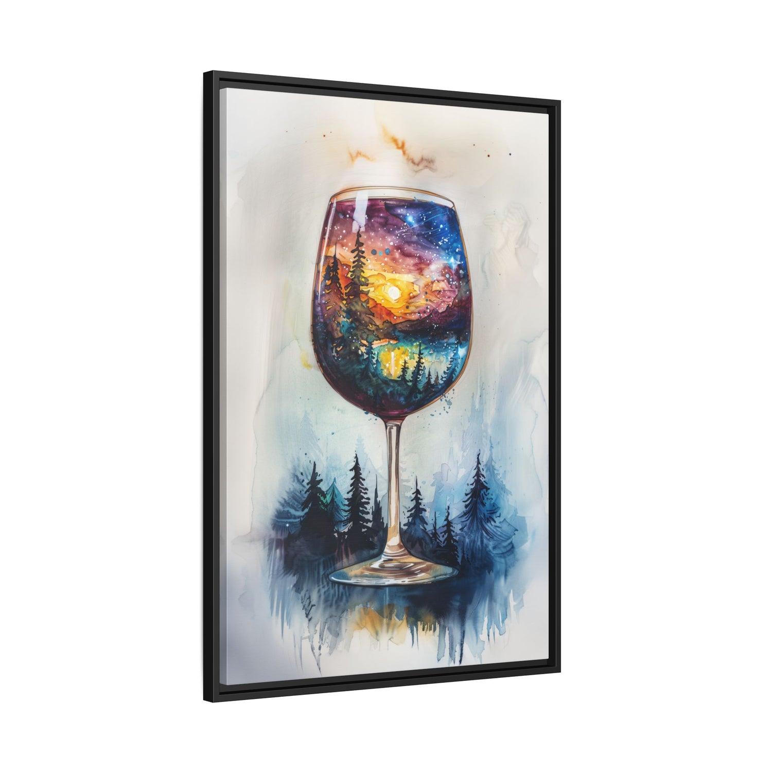 Framed Canvas - Galaxy Within the Wine Glass