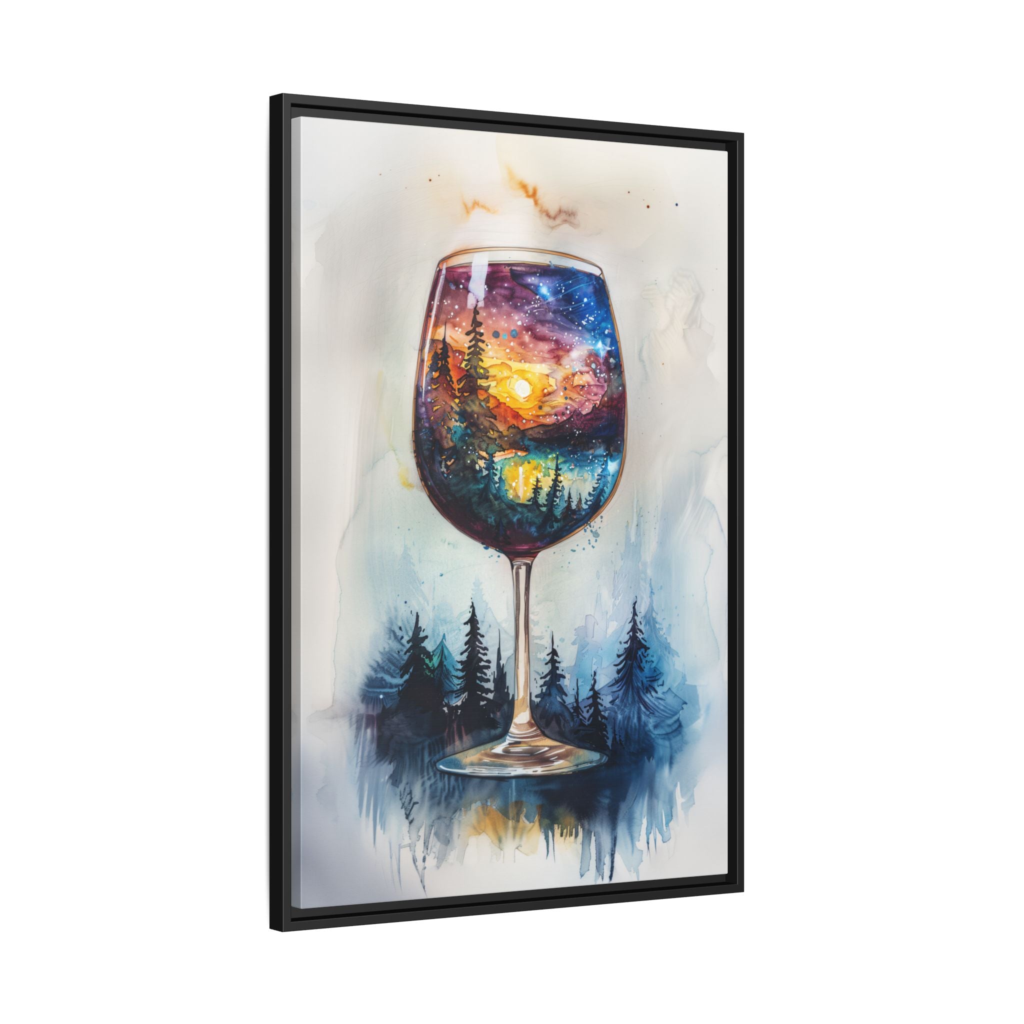 Framed Canvas - Galaxy Within the Wine Glass