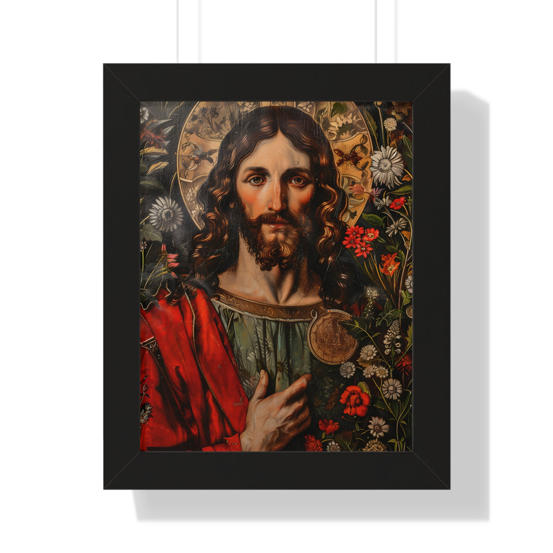 Framed Paper Print - Sacred Floral Savior