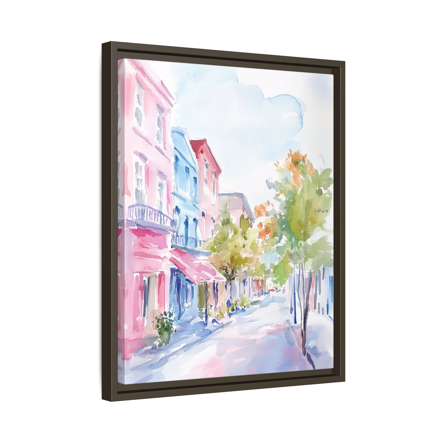 Framed Canvas - Pastel Charleston Street Scene