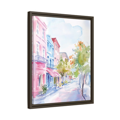 Framed Canvas - Pastel Charleston Street Scene