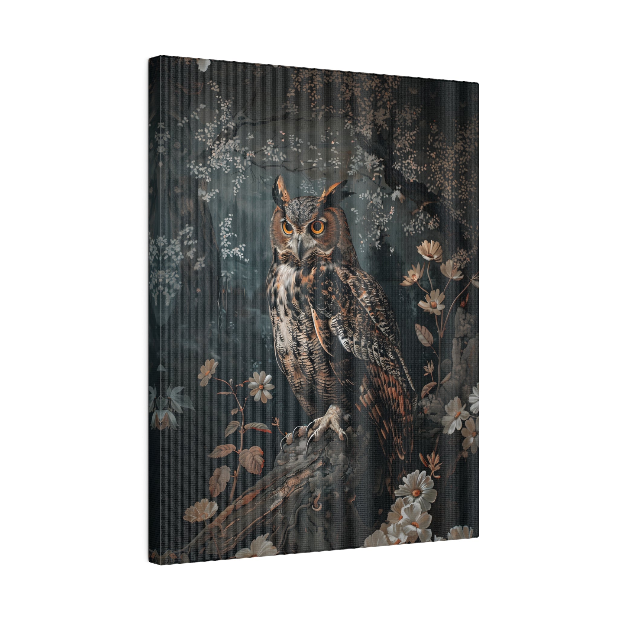 .75" Matte Canvas - Midnight Watchful Owl