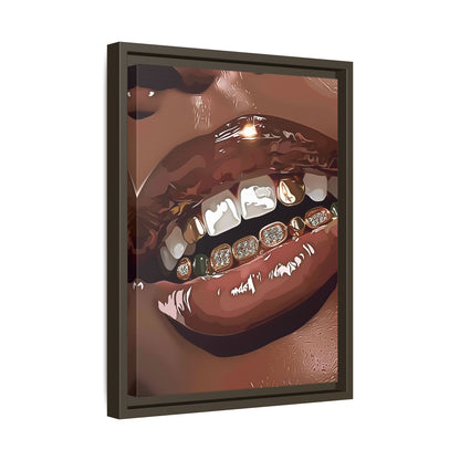 Framed Canvas - Golden Grill Smile