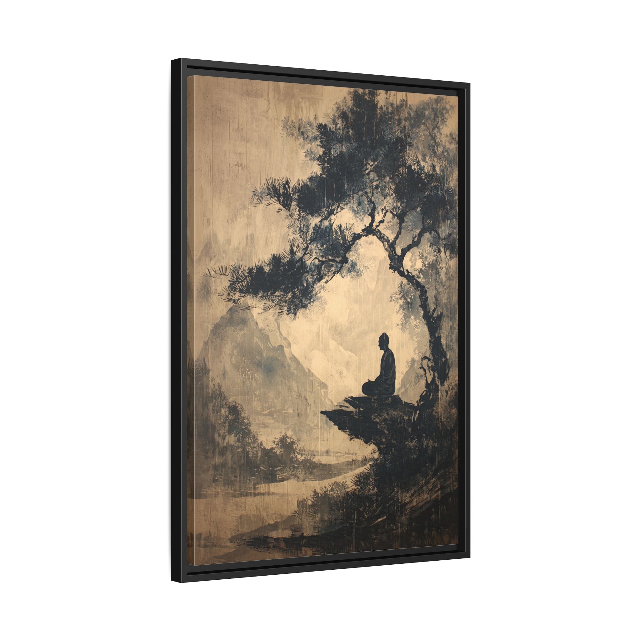 Framed Canvas - Mountain Tree Zen Silence