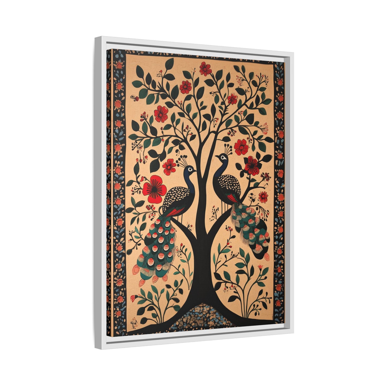 Framed Canvas - Lovers Under Blooming Canopy
