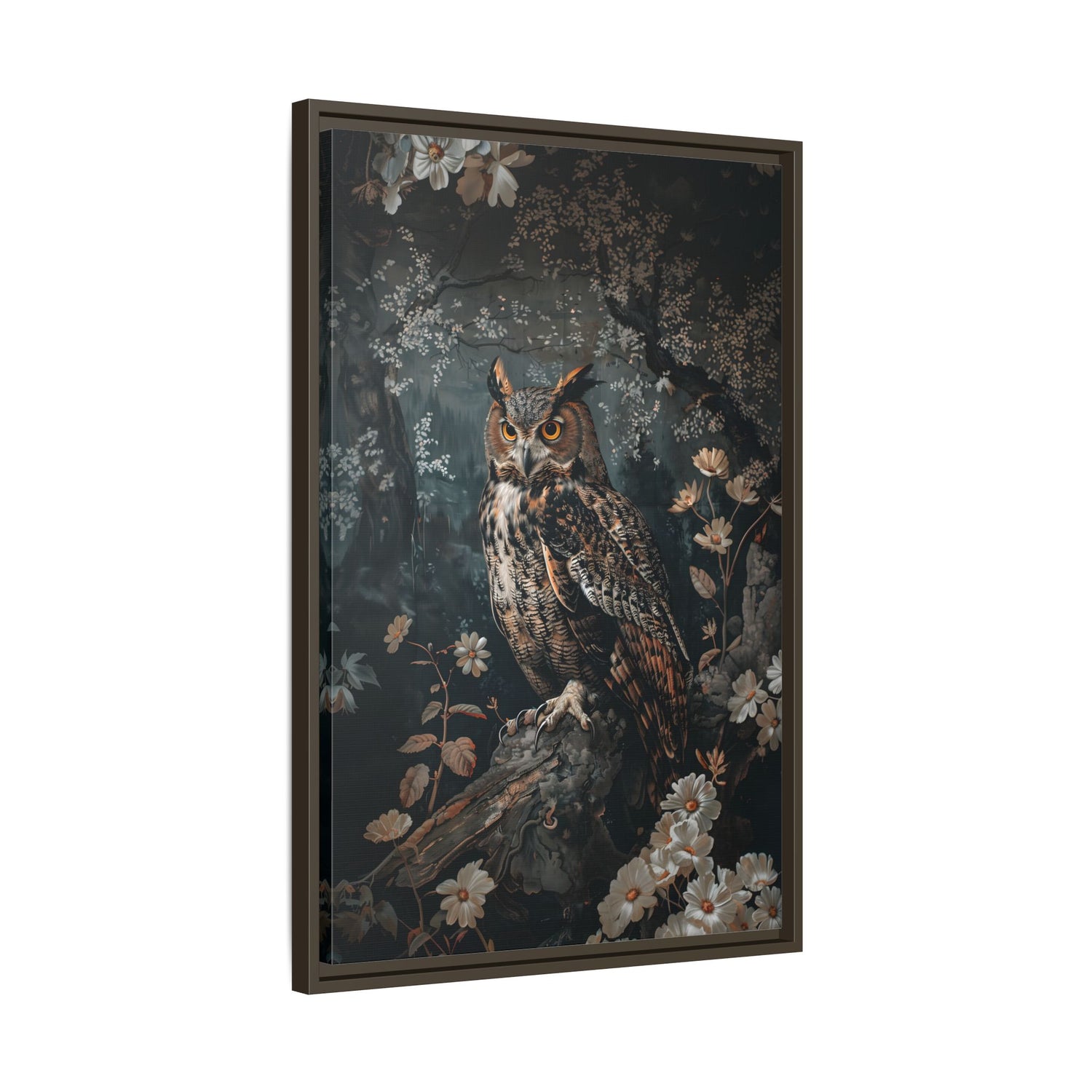 Framed Canvas - Midnight Watchful Owl