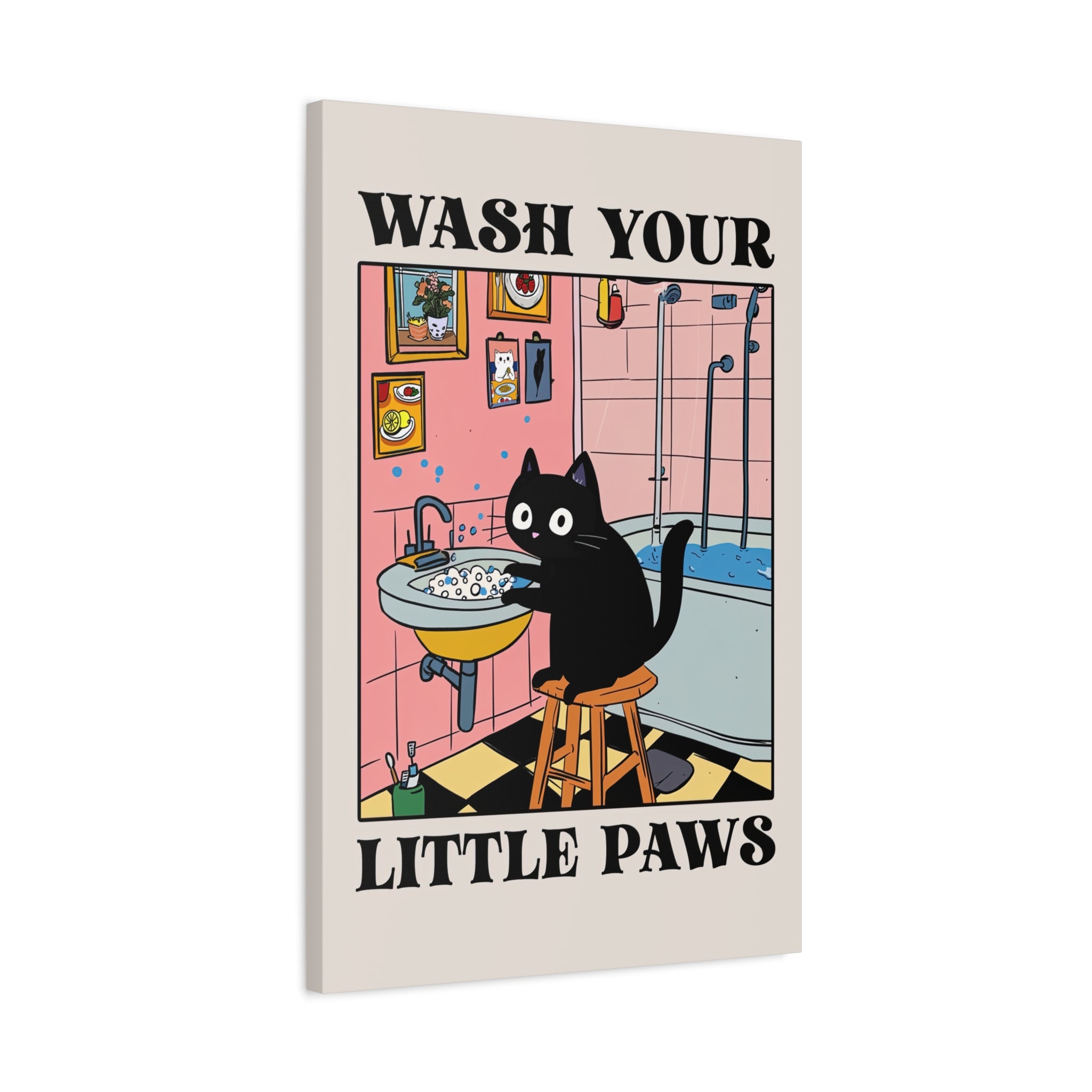 1.25" Matte Canvas - Wash Your Little Paws Cat