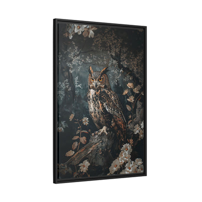 Framed Canvas - Midnight Watchful Owl