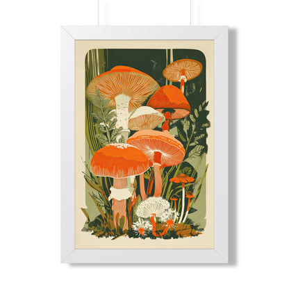 Framed Paper Print - Groovy Woodland Mushrooms