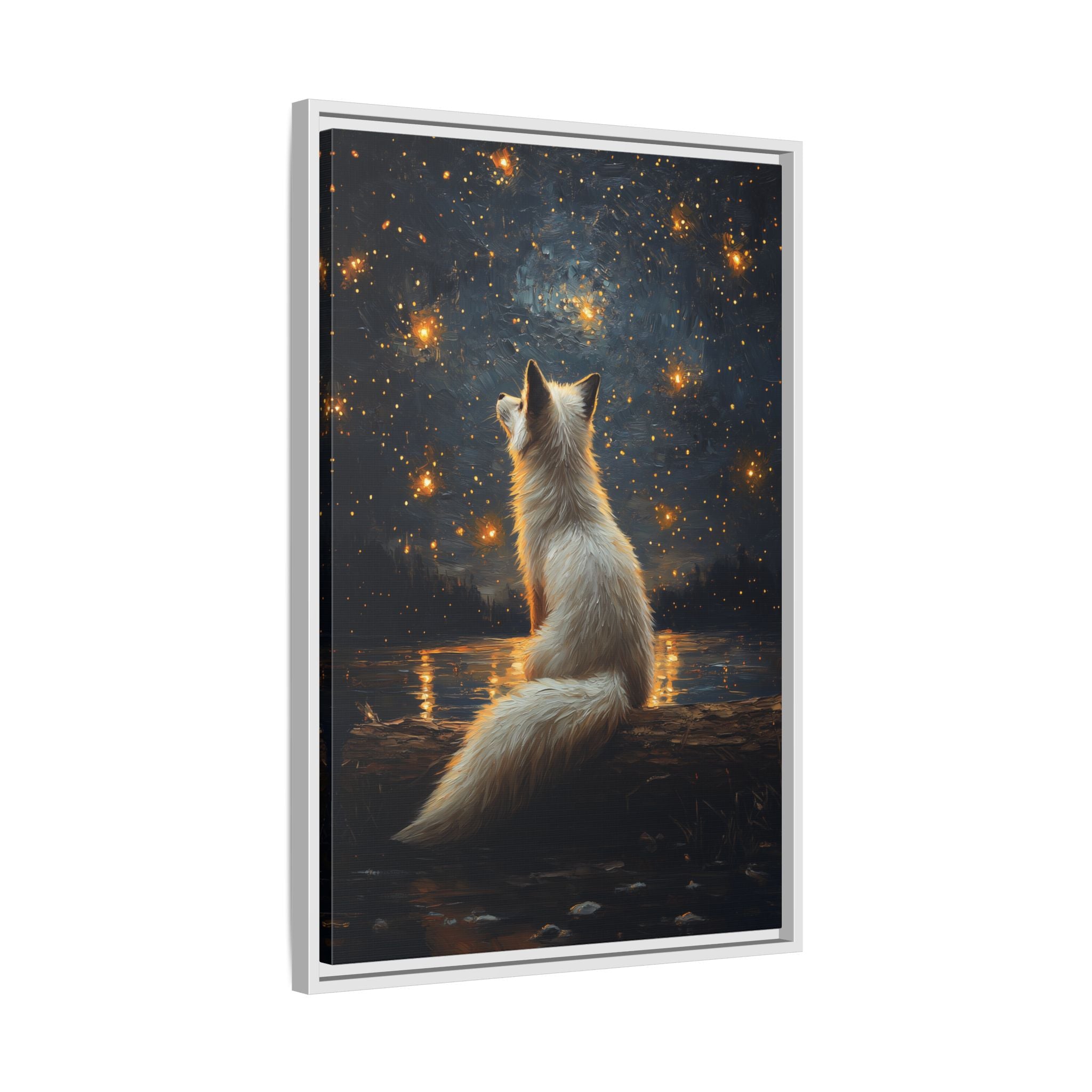 Framed Canvas - Stargazing Fox Reverie